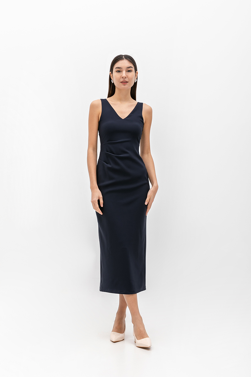 IRIS PLEATED MIDI DRESS