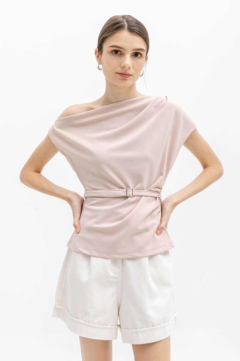 AMIRA ASYMMETRIC OFF SHOULDER TOP W BELT