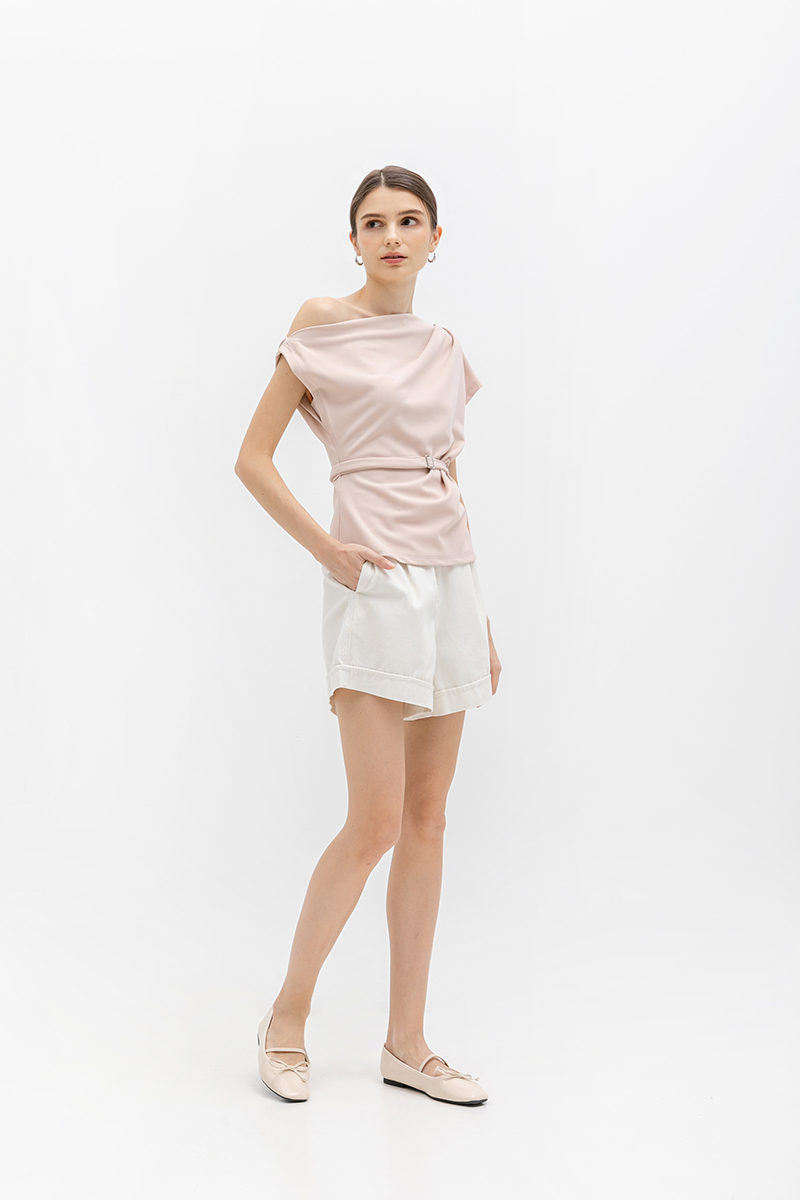 AMIRA ASYMMETRIC OFF SHOULDER TOP W BELT