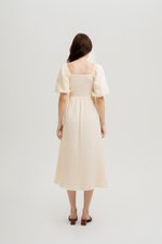 CASIE PUFF SLEEVE SMOCKED MIDI DRESS
