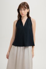 *BACKORDER 2* KYLENE HALTER TRAPEZE LINEN TOP *BACKORDER 2* KYLENE HALTER TRAPEZE LINEN TOP