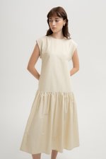 NAREEN CAP SLEEVE DROPWAIST DRESS