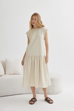NAREEN CAP SLEEVE DROPWAIST DRESS