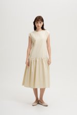 NAREEN CAP SLEEVE DROPWAIST DRESS