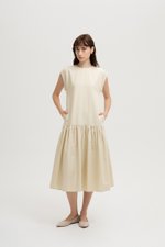 NAREEN CAP SLEEVE DROPWAIST DRESS