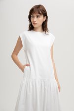 NAREEN CAP SLEEVE DROPWAIST DRESS