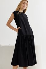 NAREEN CAP SLEEVE DROPWAIST DRESS