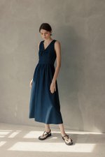 SHANNON FRONT TIE DENIM MIDI DRESS