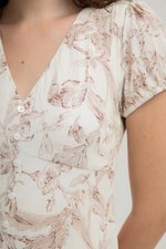 LEYLA FLORAL PRINTED PUFF SLEEVE MIDI DRESS