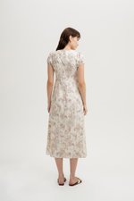 LEYLA FLORAL PRINTED PUFF SLEEVE MIDI DRESS