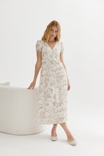 LEYLA FLORAL PRINTED PUFF SLEEVE MIDI DRESS