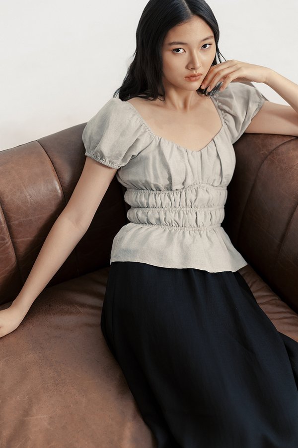 CLEMENTINE RUCHED PEPLUM TOP