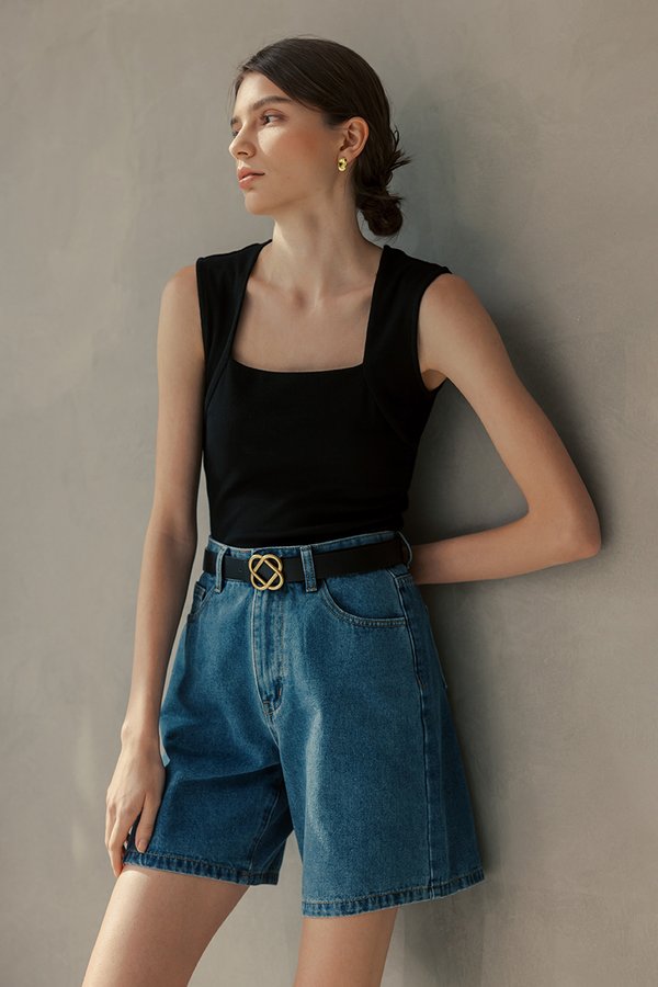LYANNA RIBBED SQUARE NECK TANK TOP
