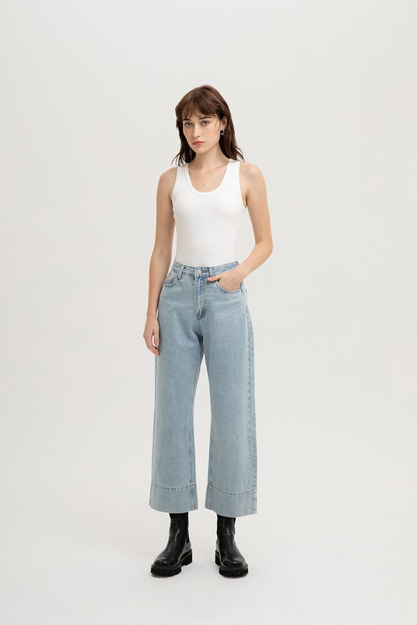 LEAH DENIM STRAIGHT LEG CUFFED JEANS (REGULAR)