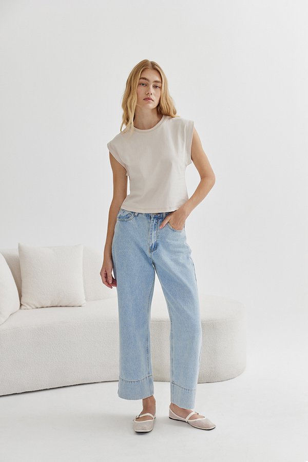 LEAH DENIM STRAIGHT LEG CUFFED JEANS (REGULAR)