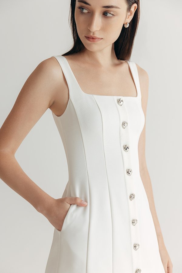 JANAE SILVER BUTTONDOWN DRESS