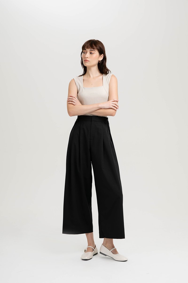 VERA PLEATED WIDE LEG PANTS