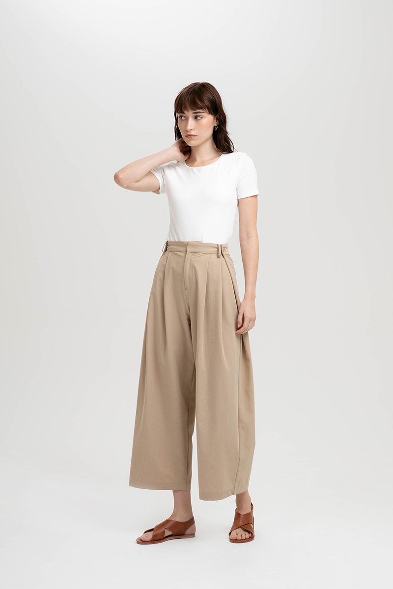 VERA PLEATED WIDE LEG PANTS