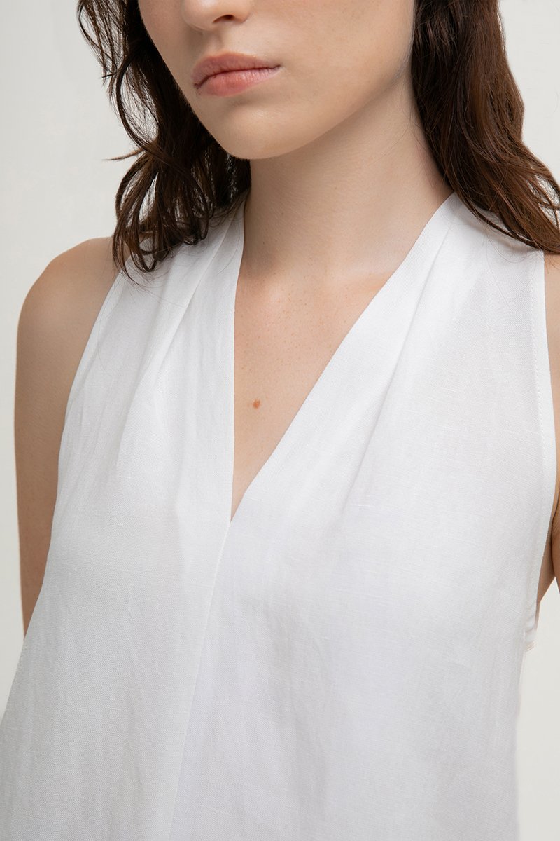KYLENE HALTER TRAPEZE LINEN TOP