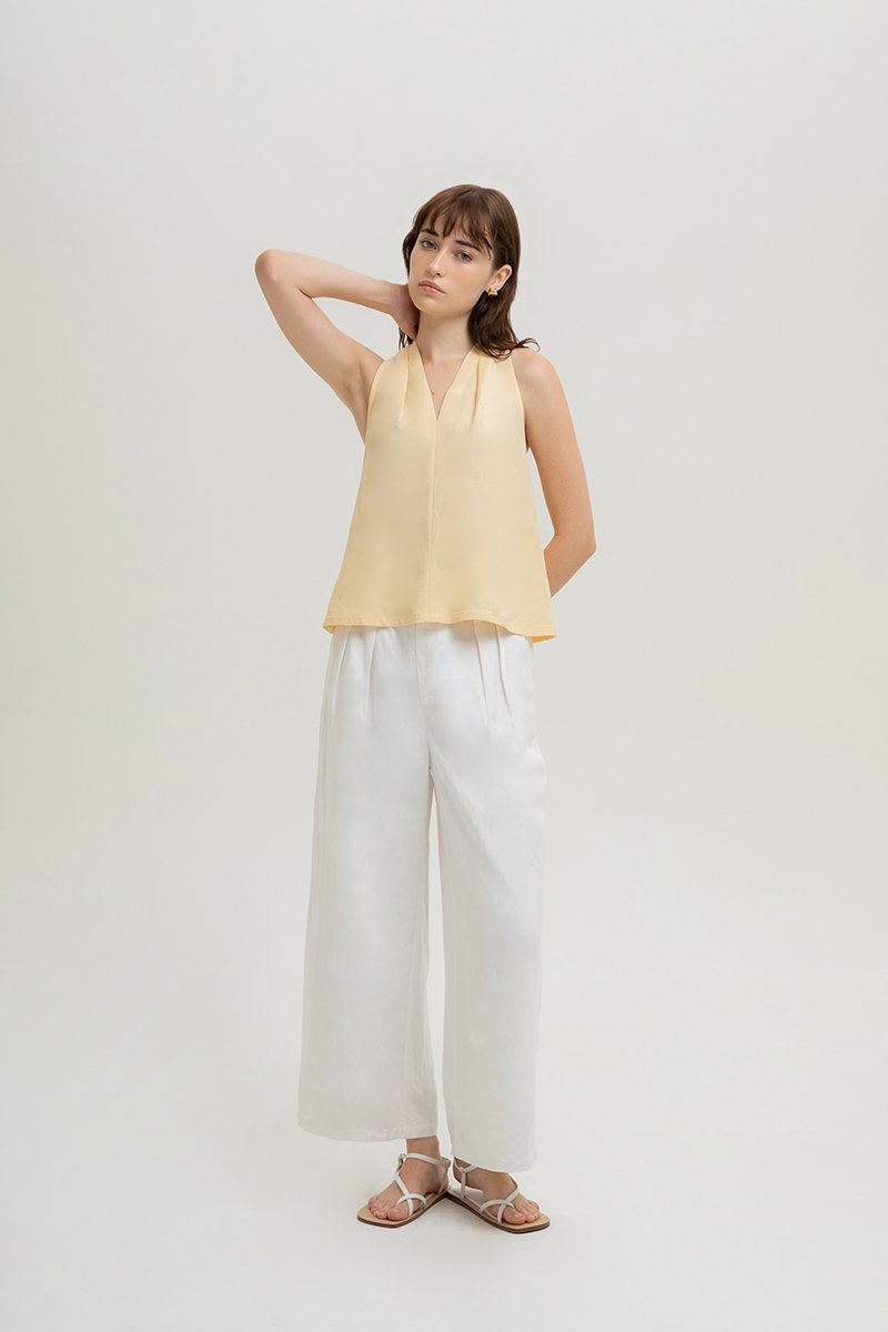 KYLENE HALTER TRAPEZE LINEN TOP