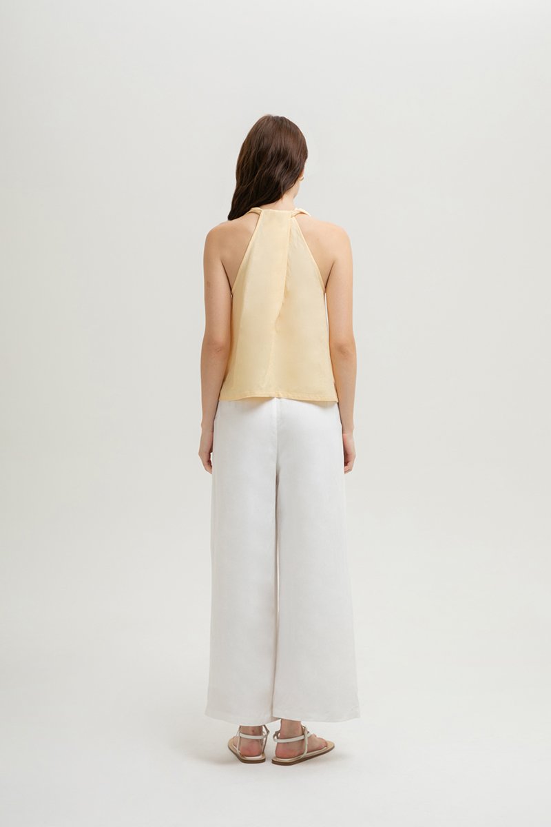 KYLENE HALTER TRAPEZE LINEN TOP