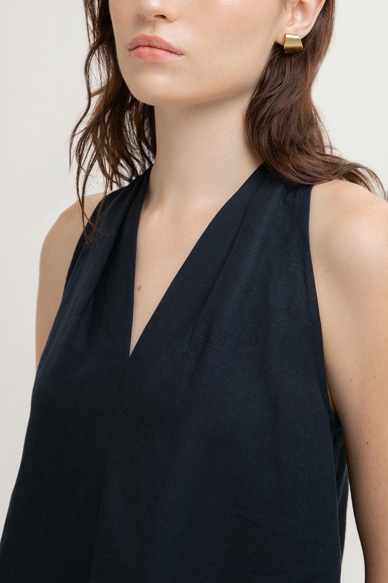 KYLENE HALTER TRAPEZE LINEN TOP