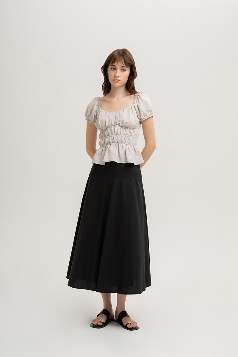 CLEMENTINE RUCHED PEPLUM TOP