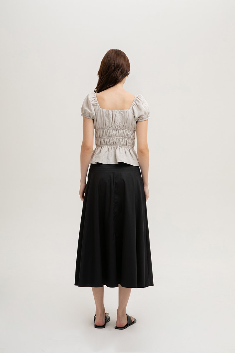 CLEMENTINE RUCHED PEPLUM TOP