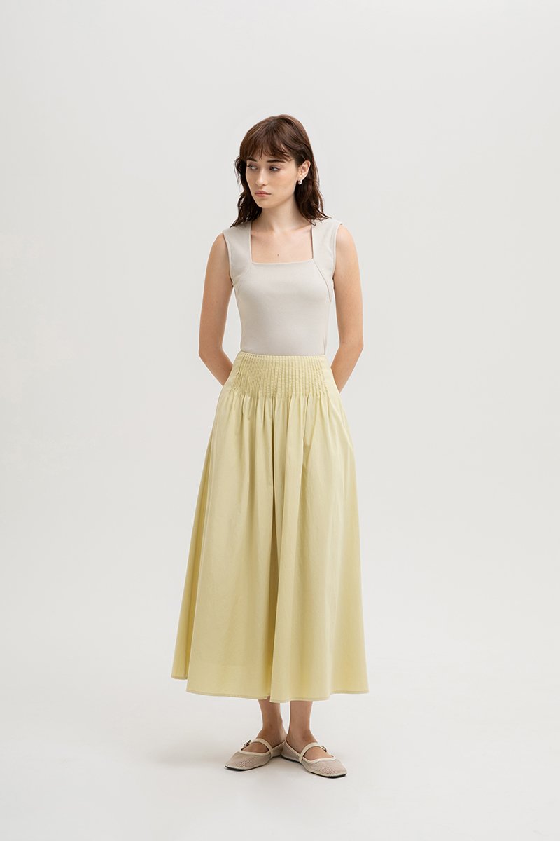 HANNAH PIN TUCK MIDI SKIRT (REGULAR)