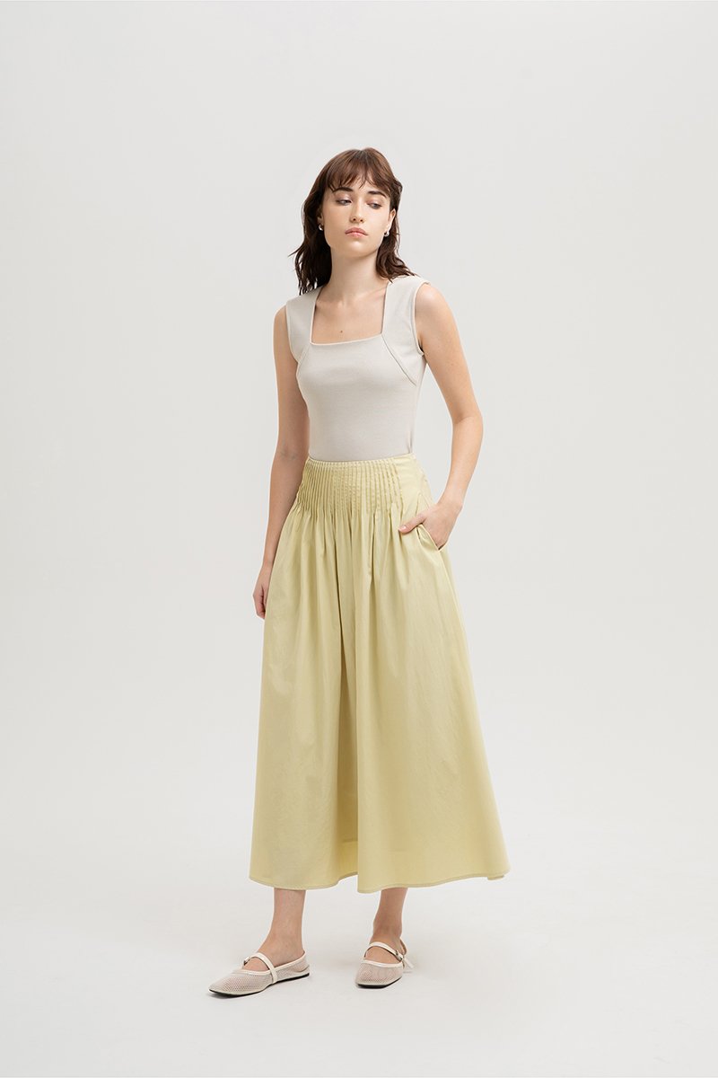 HANNAH PIN TUCK MIDI SKIRT (REGULAR)