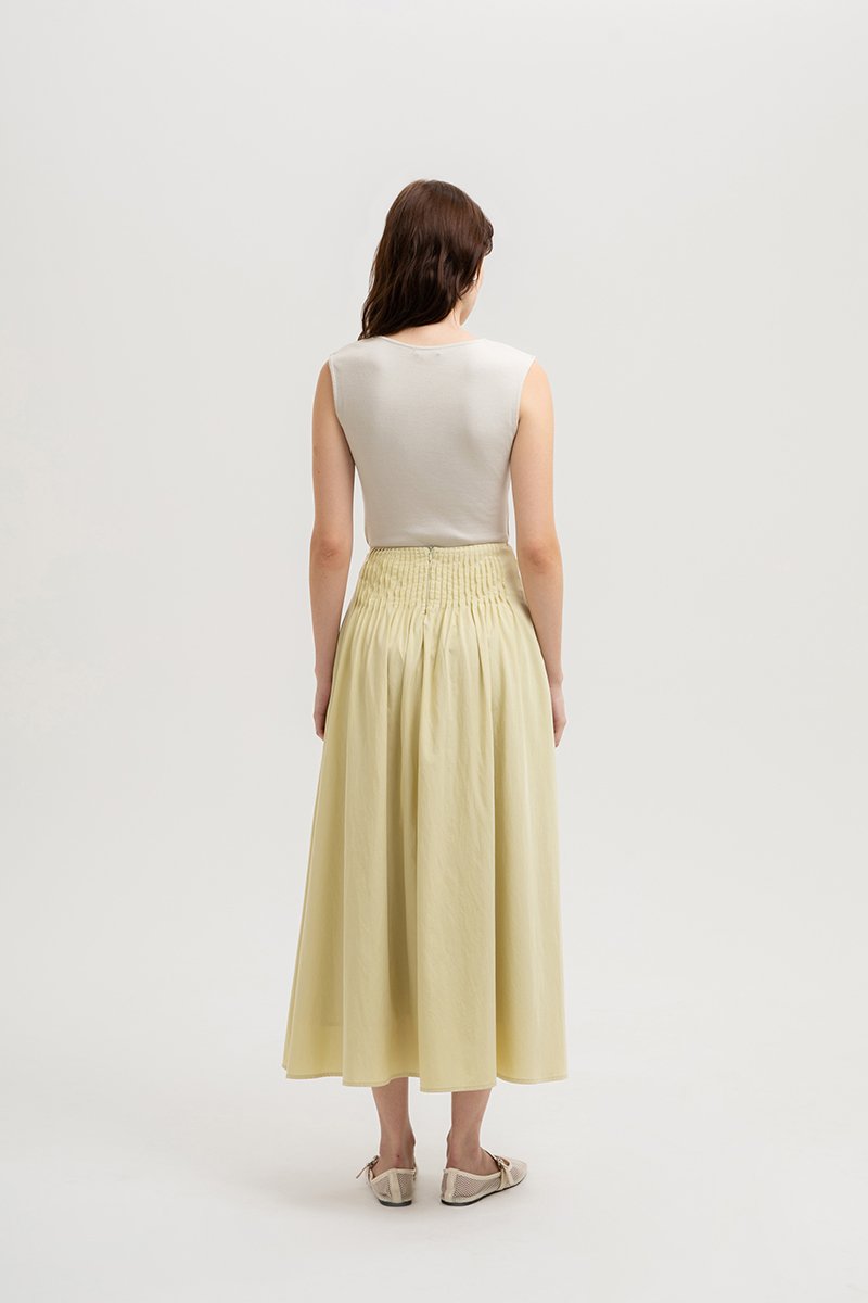 HANNAH PIN TUCK MIDI SKIRT (REGULAR)