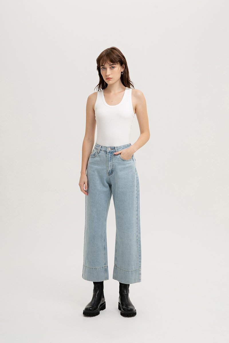 LEAH DENIM STRAIGHT LEG CUFFED JEANS (REGULAR) LEAH DENIM STRAIGHT LEG CUFFED JEANS (REGULAR)