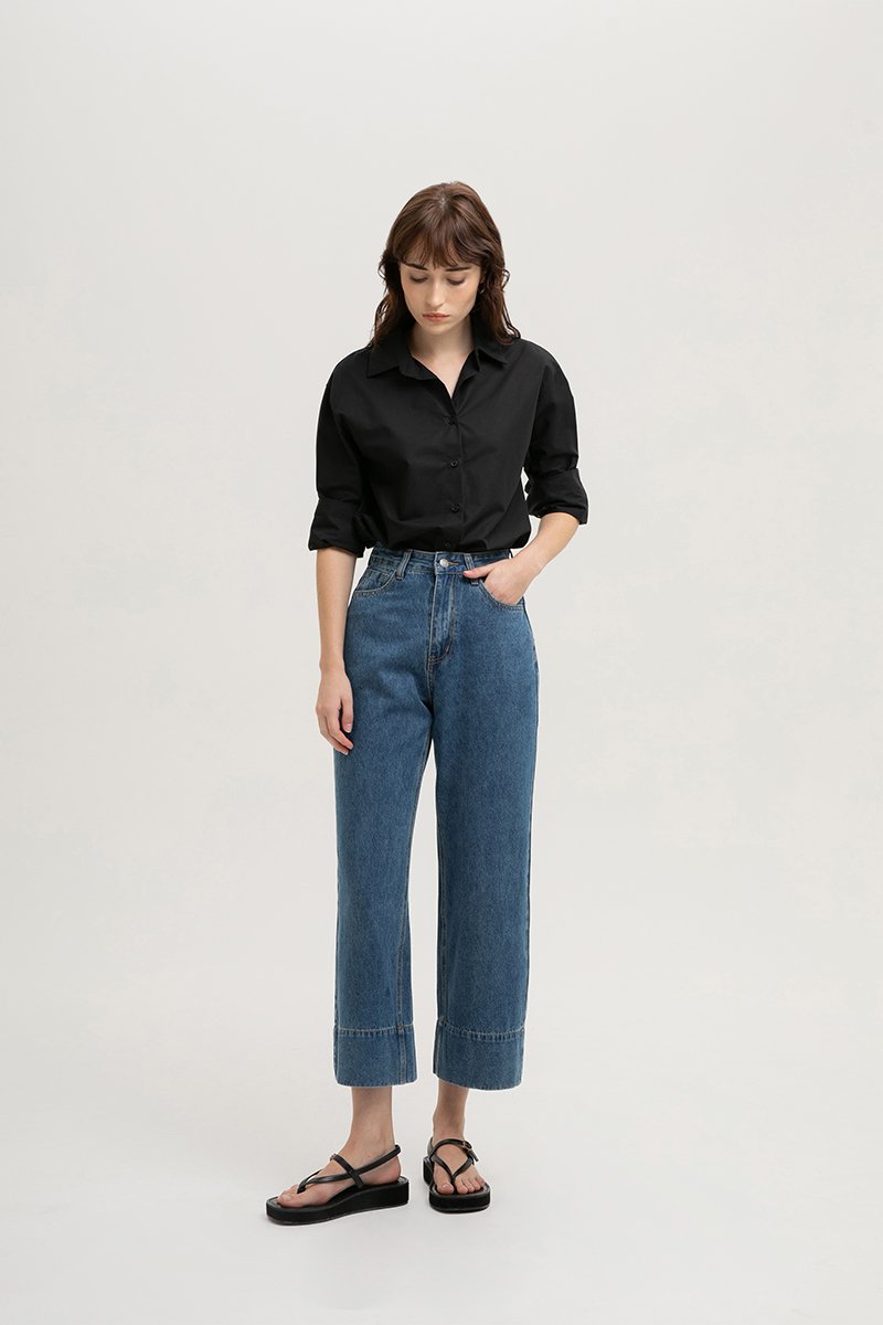 LEAH DENIM STRAIGHT LEG CUFFED JEANS (REGULAR) LEAH DENIM STRAIGHT LEG CUFFED JEANS (REGULAR)