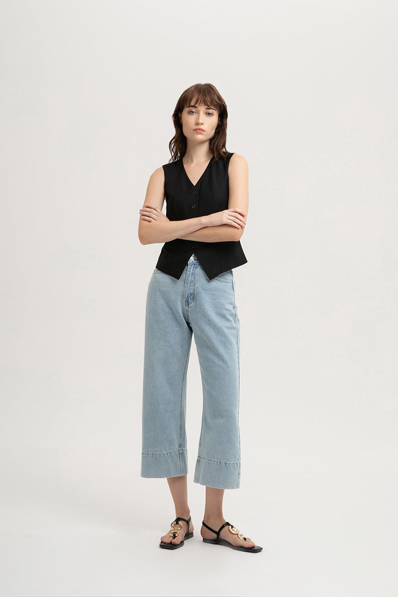 LEAH DENIM STRAIGHT LEG CUFFED JEANS (PETITE)
