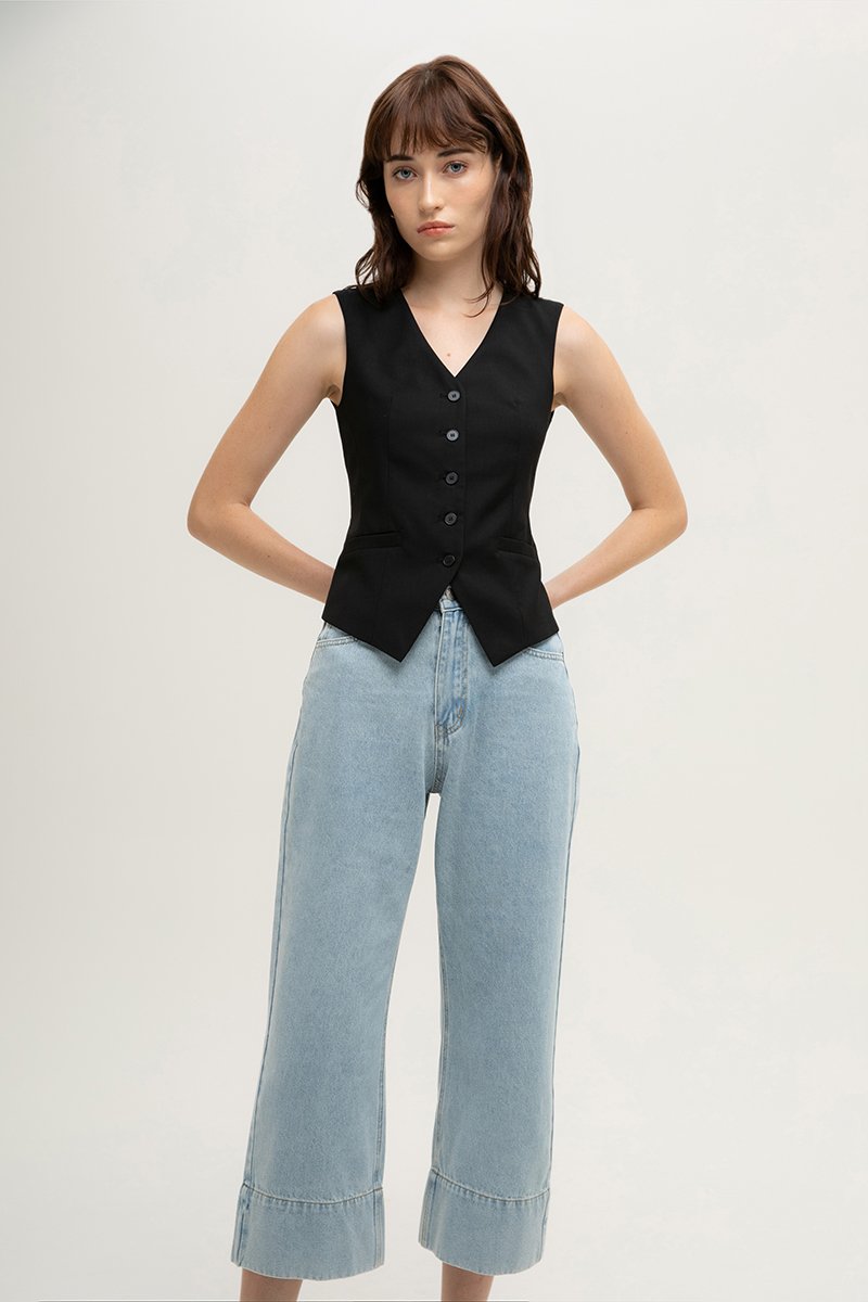 LEAH DENIM STRAIGHT LEG CUFFED JEANS (PETITE)
