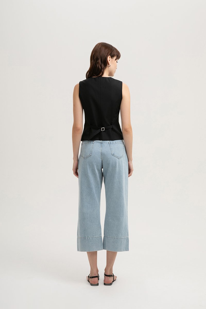 LEAH DENIM STRAIGHT LEG CUFFED JEANS (PETITE)