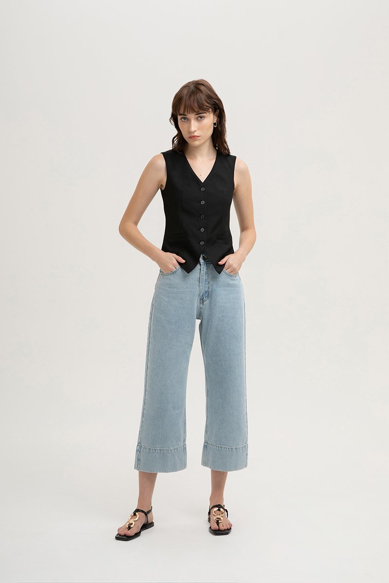 LEAH DENIM STRAIGHT LEG CUFFED JEANS (PETITE)