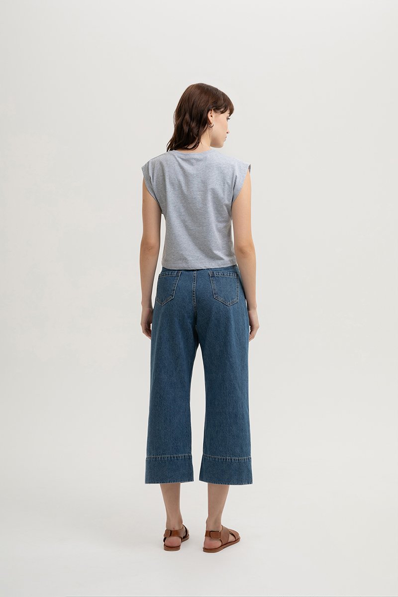 LEAH DENIM STRAIGHT LEG CUFFED JEANS (PETITE)