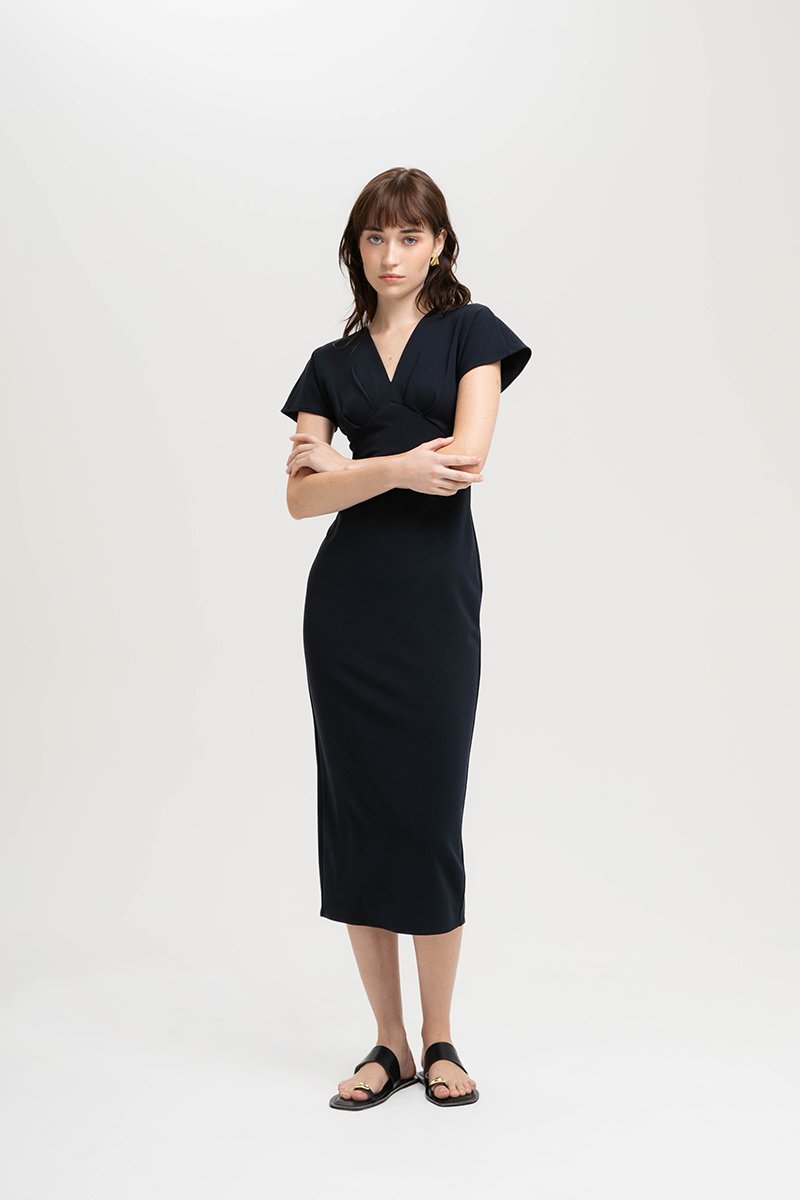 JANESSA EMPIRE WAIST MIDI DRESS