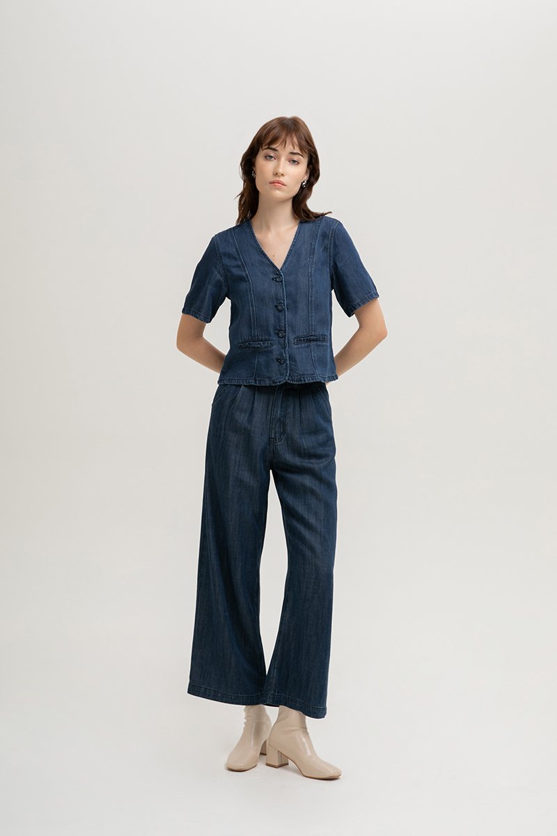 NIKOLAI SLEEVED DENIM VEST TOP
