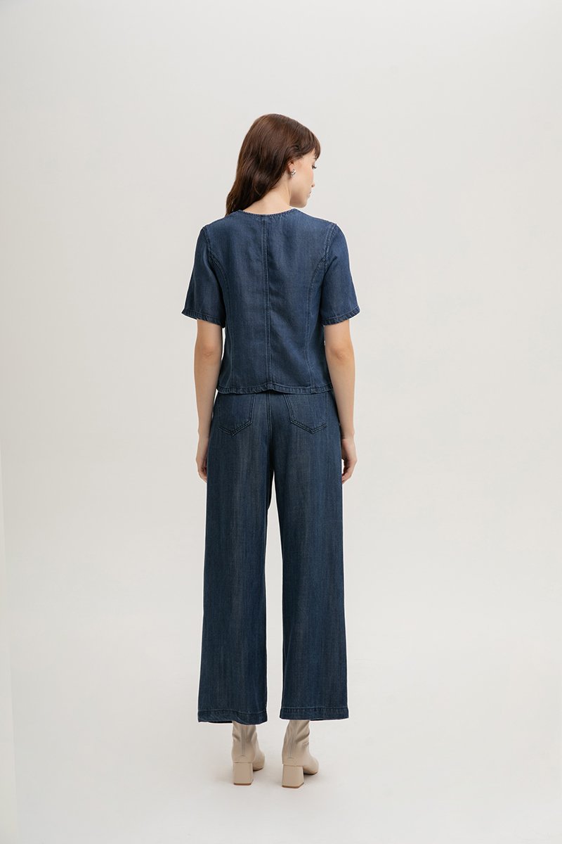 NIKOLAI SLEEVED DENIM VEST TOP