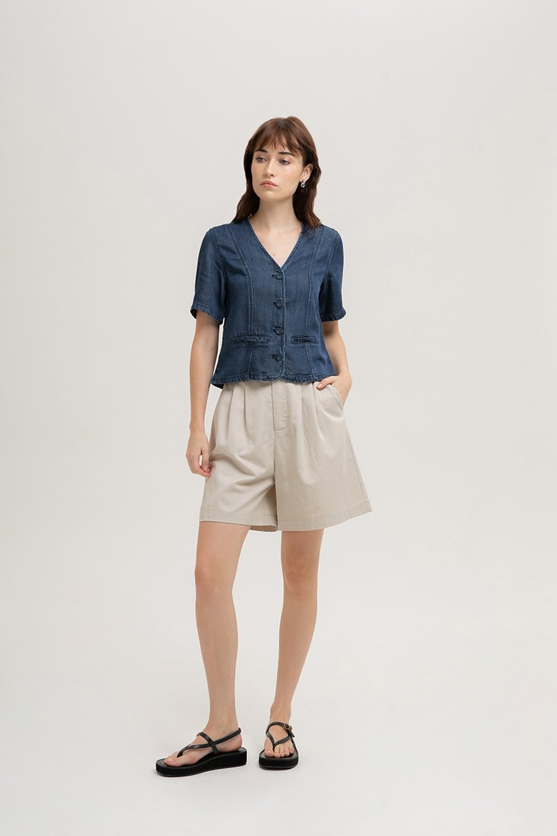 NIKOLAI SLEEVED DENIM VEST TOP