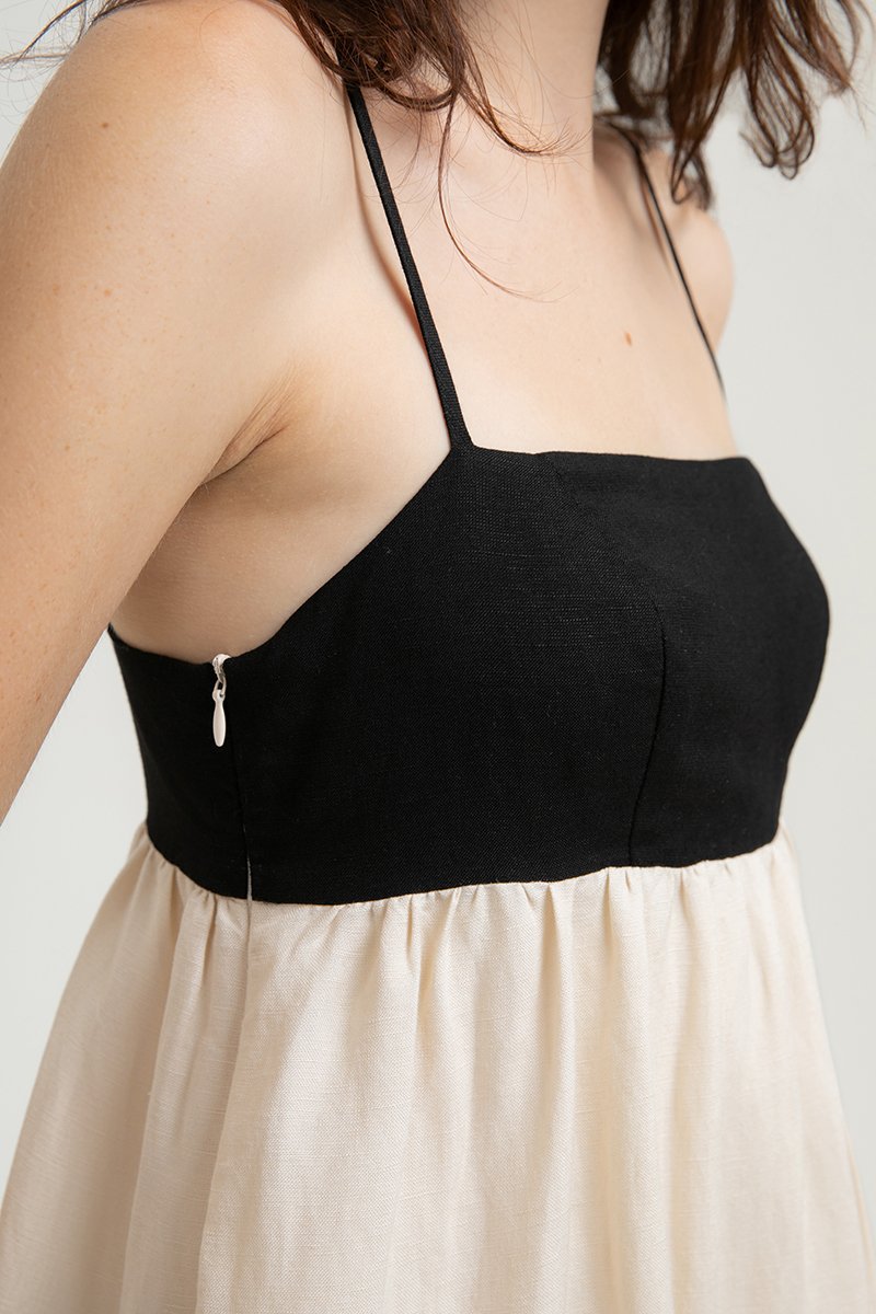 ANESSA CAMI CONTRAST LINEN DRESS
