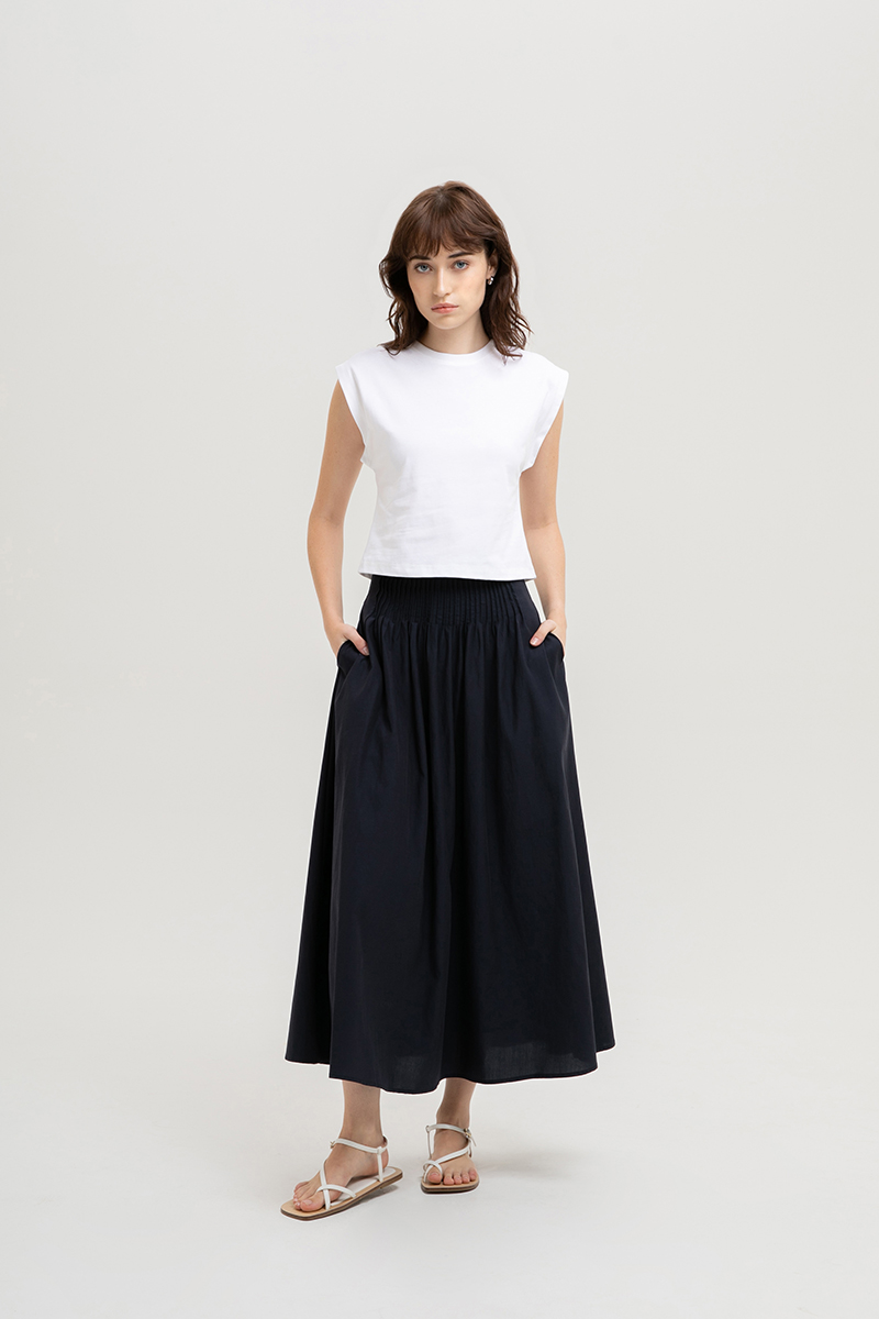 HANNAH PIN TUCK MIDI SKIRT