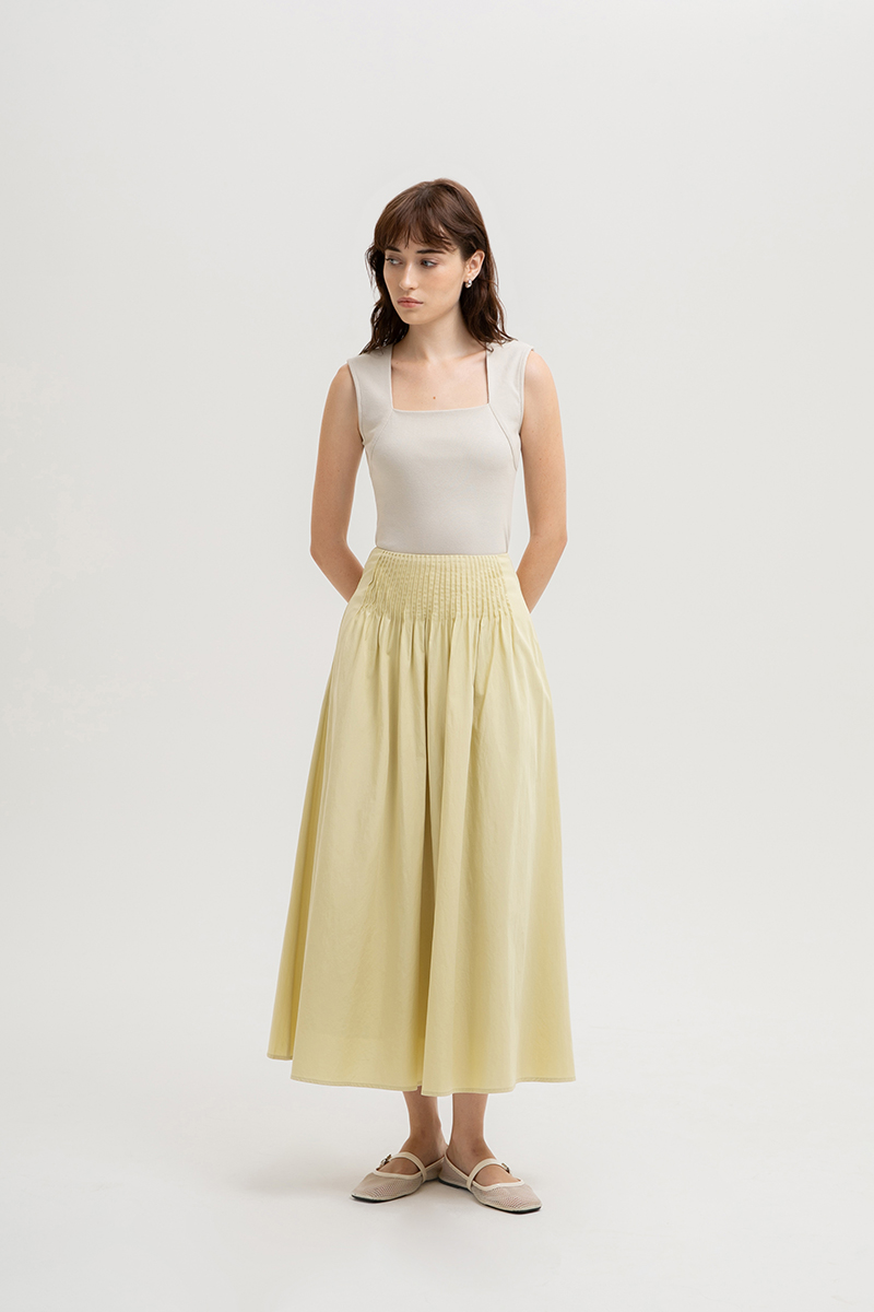 HANNAH PIN TUCK MIDI SKIRT