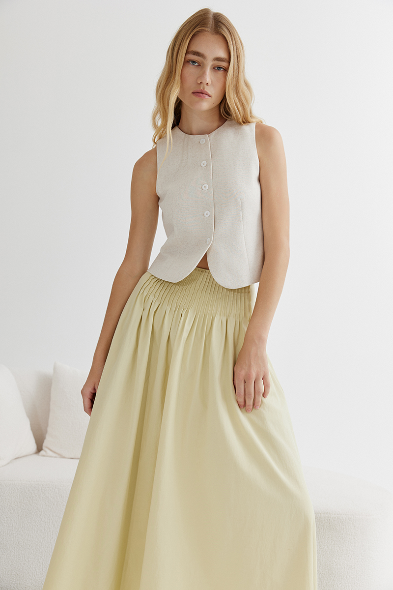 HANNAH PIN TUCK MIDI SKIRT