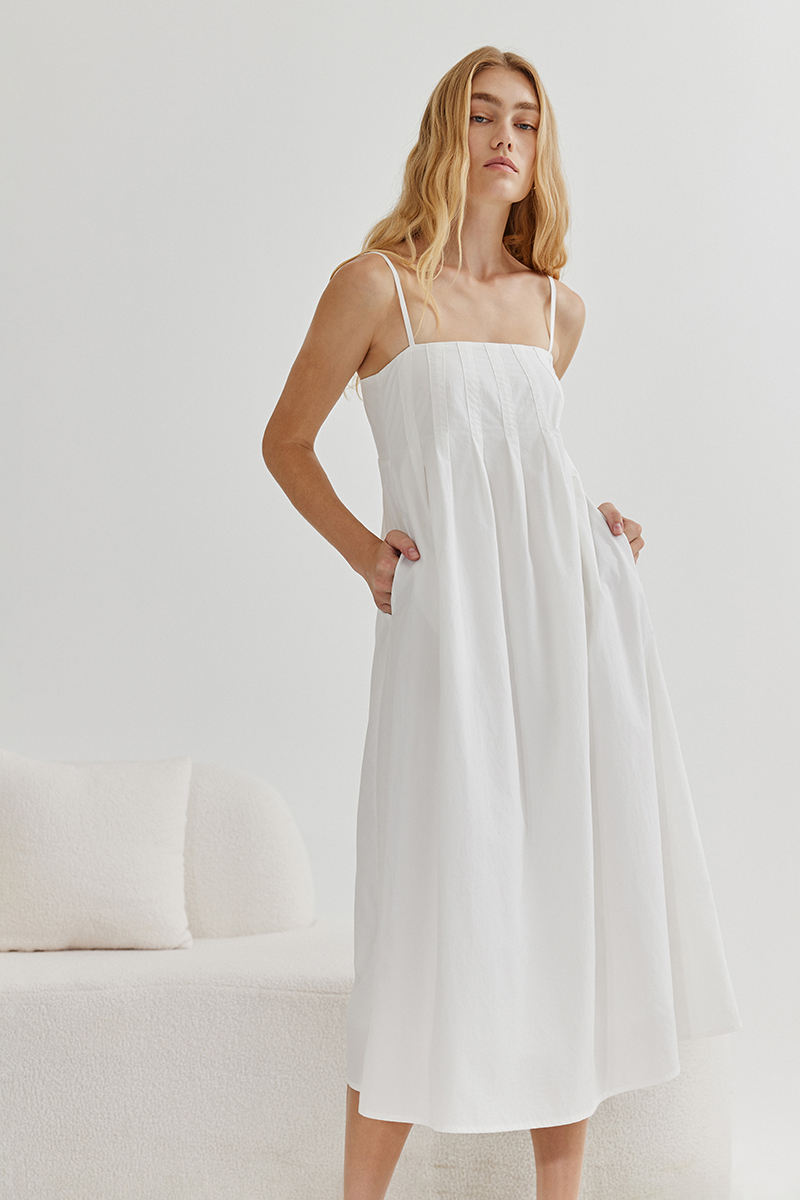 GISELE PLEATED MIDI DRESS