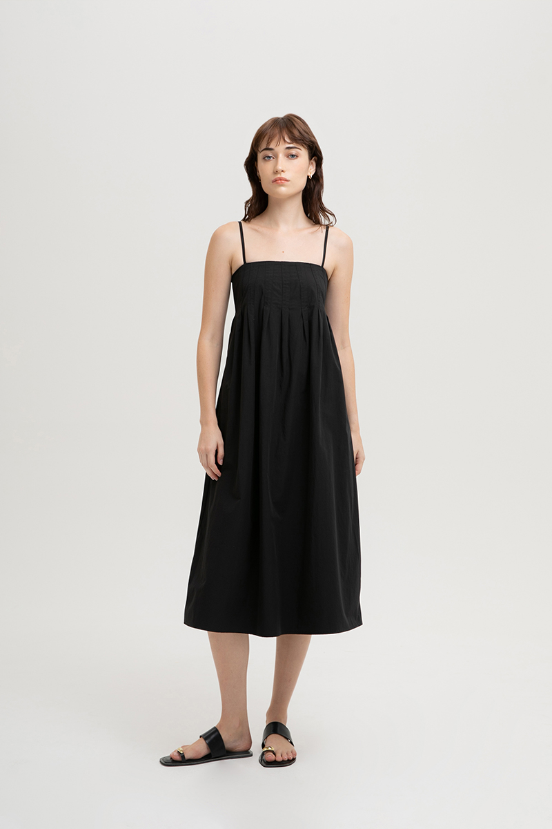 GISELE PLEATED MIDI DRESS