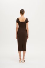 ALANNA SQUARE NECK RUCHED MIDI DRESS