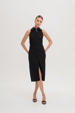 LISA RUCHED SHIRT LINEN DRESS